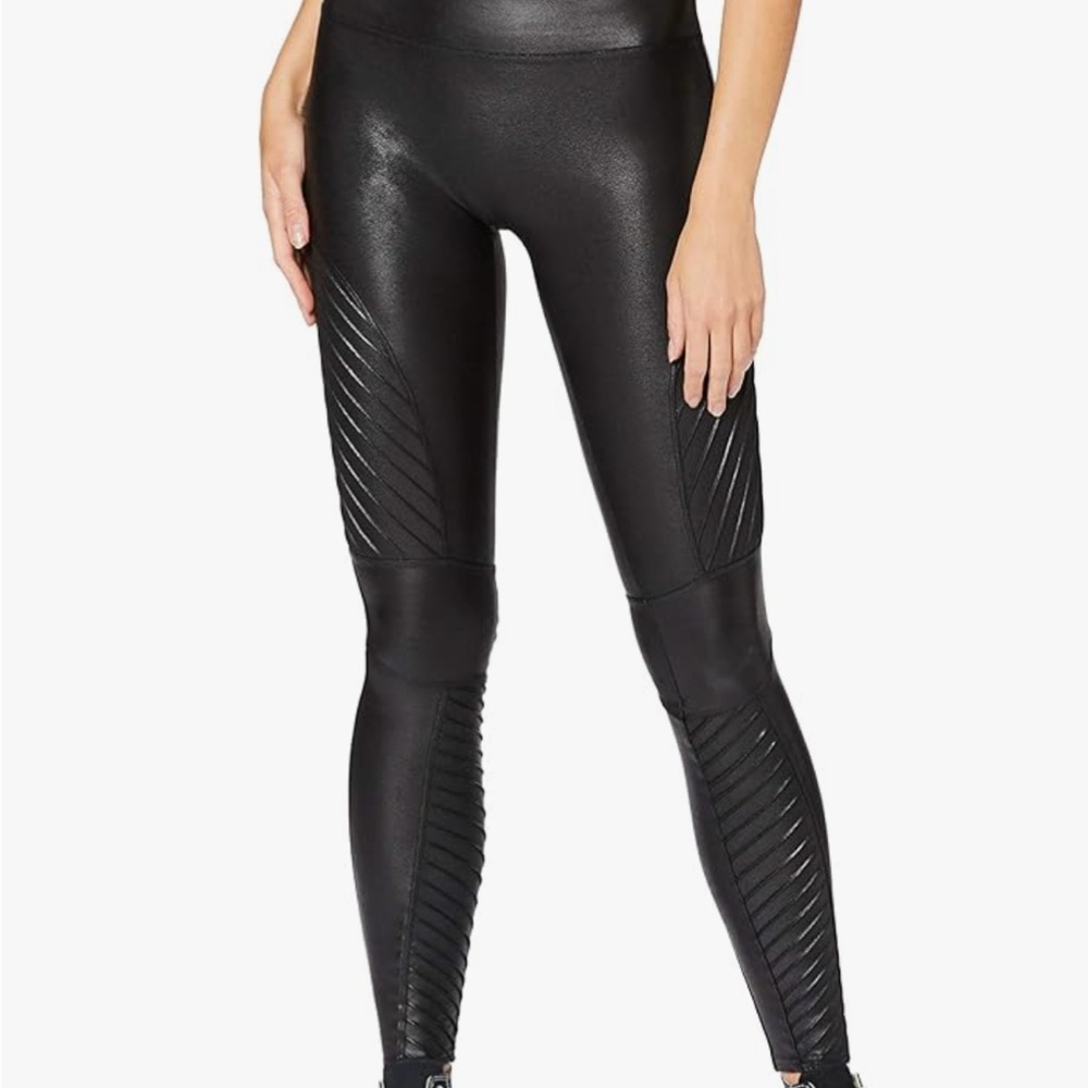 SPANX Black Moto-Style Leggings